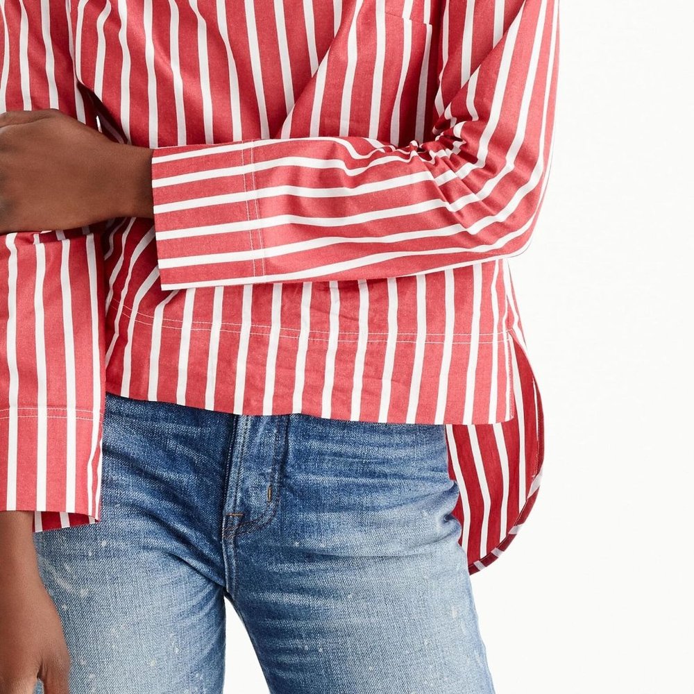 J. Crew | Red Stripe Funnelneck Top